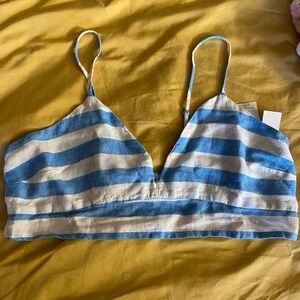 A New Day Blue and White Striped Crop Top